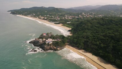 Wall Mural - San Poncho riviera Nayarit pacific ocean sea coastline aerial drone Mexico 