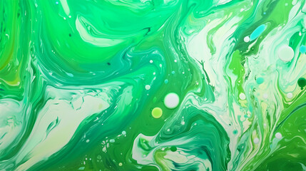 Abstract marbling oil acrylic paint background illustration art wallpaper - Green white color with liquid fluid marbled paper texture banner painting texture