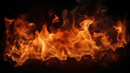 Poster - A close up image of a fire on a dark black background. Suitable for various design projects.