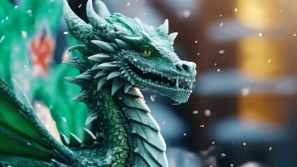 Aufkleber - Detailed close up of a dragon statue, perfect for fantasy themes.
