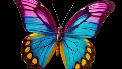 Poster - Vibrant butterfly on a dark backdrop, perfect for nature-themed designs.