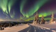 Polarlichter-Nächte: Magische Winterpracht in Lila und Grün