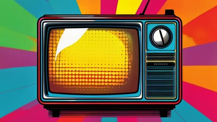 Aufkleber - Retro TV set against vibrant background, ideal for retro design projects.