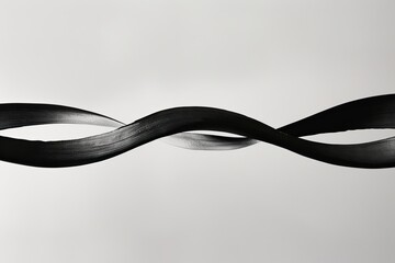 Fototapete - This elegant and minimalistic image showcases a black ribbon making a twist, offering a sense of simplicity and balance