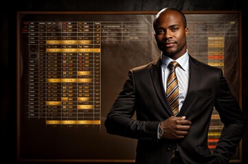 Poster - African American Executive With Business Project