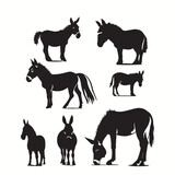Fototapeta Konie - silhouettes of donkey