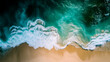 © ADDICTIVE STOCK - Generative AI illustration of background drone view ocean breaks on shore