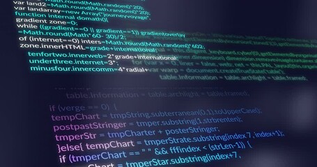 Poster - Animation of financial data processing over dark background