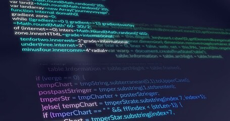 Poster - Animation of financial data processing over dark background