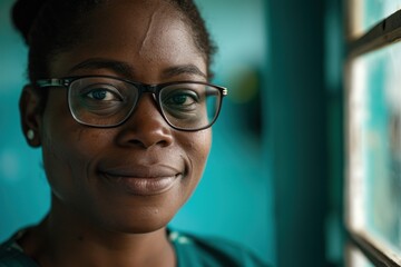 Canvas Print - a woman wearing glasses and smiling