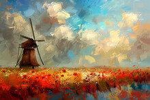 Impressionism Art Dutch Windmill