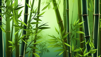  Bamboo forest, tall bamboo stalks, tranquil and Zen green background
