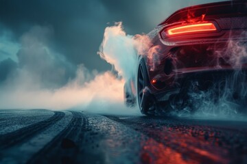 Poster - Drifting and racing concept. Background with selective focus and copy space