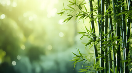  Green bamboo forest background, green bamboo swaying in the wind