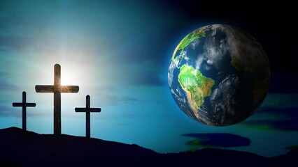 Wall Mural - the earth rotates in the easter background. elements of this image furnished by nasa