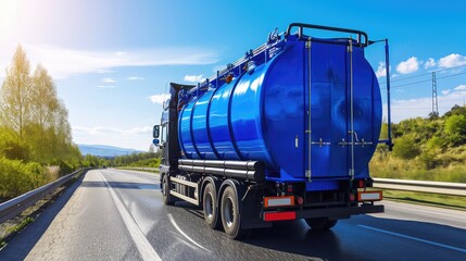 Tank truck for transporting toxic cargo. Industrial stronghold: A tank designed for secure transportation.