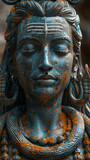 Fototapeta Big Ben - Lord Shiva statue close up portrait. Young handsome indian god. AI Generative
