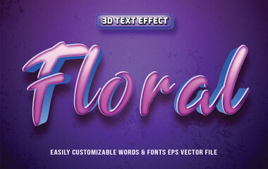 Wall Mural - Floral 3d editable text effect style