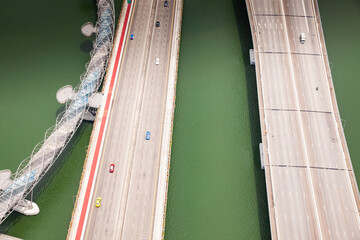 Wall Mural - bird eyes view of Singapore City skyline in Singapore