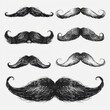 Black Mustache Illustration Set in Black and White Generative AI