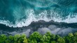 © Ziyan Yang - Black, volcanic beach, Aerial drone view of moody atlantic ocean wave on black sand beach in summer