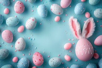 Wall Mural - easter bunnies and easter eggs