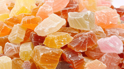 Sticker - a pile of gummy bears sitting on top of a pile of orange, yellow, and pink gummy bears.