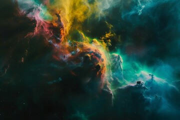 Wall Mural - vibrant nebula in deep space glowing cosmic dust and gas clouds in various colors. astronomy deep sp
