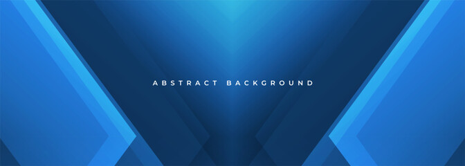 Poster - Blue modern abstract wide banner with diagonal geometric shapes. Dark blue futuristic technology abstract background. Vector illustration