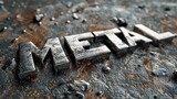 Fototapeta  - Steel Muscle: Chunky Metal Lettering on Black Background Generative AI