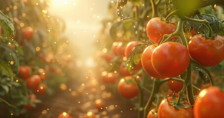  tomatoes and ripe tomatoes growing in the field
