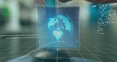 Poster - Animation of data processing and globe over test tube