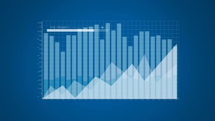 Poster - Animation of data processing and diagram on blue background