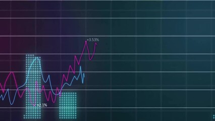 Poster - Animation of data processing and diagram on black background