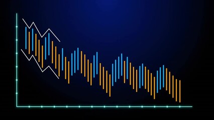 Poster - Animation of data processing and diagram on blue background