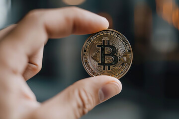 Poster - A person holding a physical bitcoin