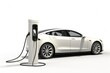 © Vibu design  gallery - Hybrid electric vehicle plugged into a charging station isolated on white background