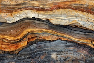Poster - A stunning close-up of colorful, layered rock formations showcasing the beauty of geological processes over time