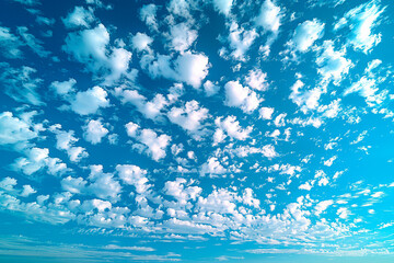 Blue sky with small white clouds. Natural background.