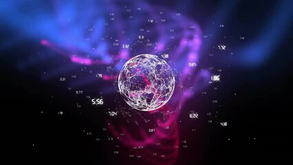 Poster - Animation of network of connections with data processing over globe and shapes