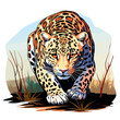 Jaguar auf der Pirsch Illustration Vektor isoliert transparent hintergrund