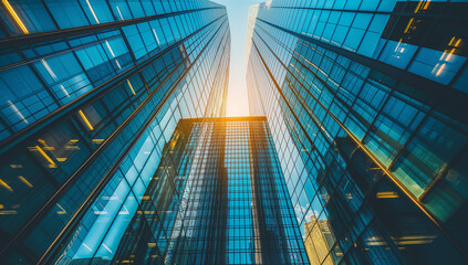 View of skyscrapers from ground. Business concept. 