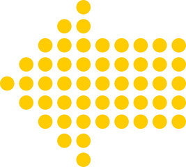 Poster - Yellow Arrow Made of Dots Direction Sign Symbol Icon. Vector Image.