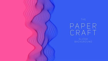 Wall Mural - violet to blue paper layers. 3d abstract gradient papercut. colorful origami shape concept