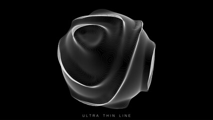 Poster - Ultra thin line fluid geometry. Dynamic vector distorted spheres.