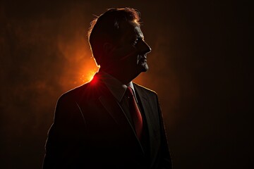 silhouette of businessman in the dark photo