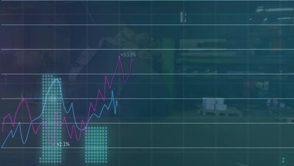Poster - Animation of financial data processing over dark background