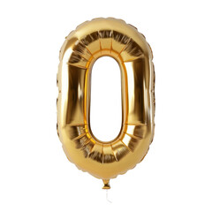 Leinwandbilder - Set of numbers from gold color balloons. Gold-colored balloons form zeros isolated in a transparent background. Made with Generative AI.