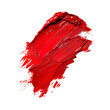 illustration of a careless smear of red cosmetics on a white background, textured red lipstick smear