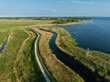 Aerial view at Zalew Szczeciński. Shore od Dąbie Lake, Lubczyna, Poland.